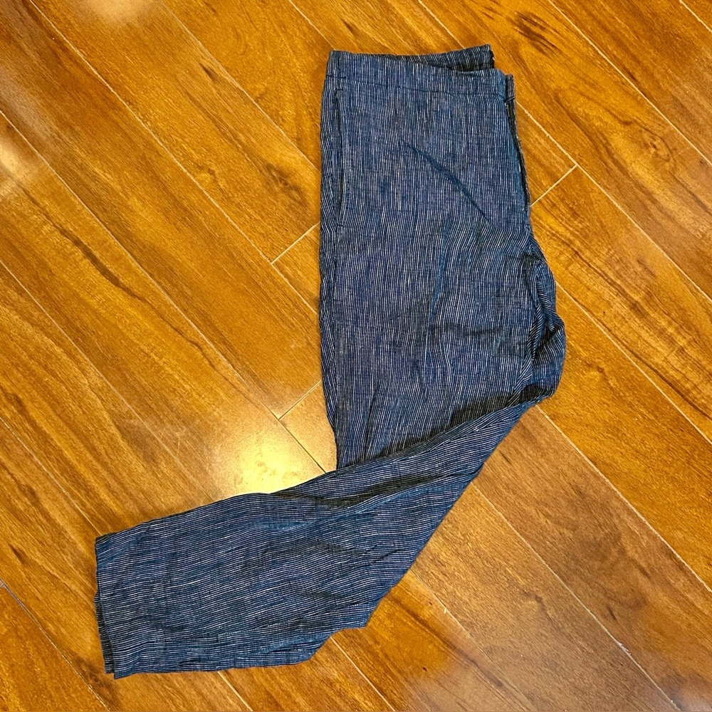 Club Monaco Navy Linen Pull-On Pants